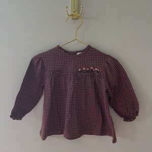 Zara Kids Burgundy Checkered Blouse